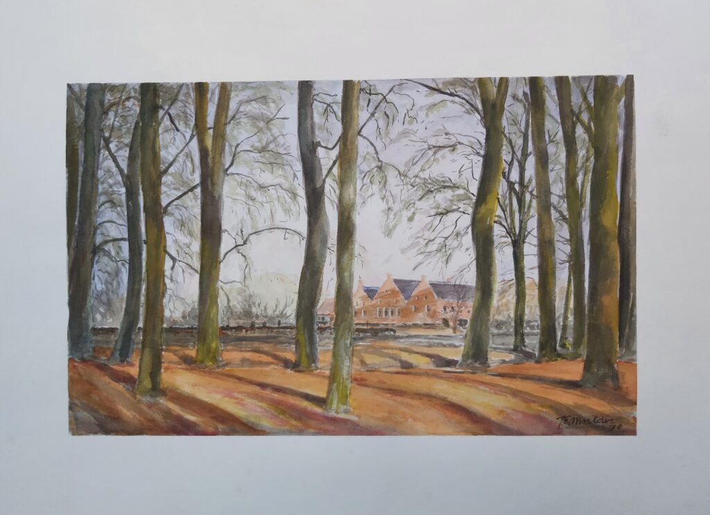 57b Menkemaborg vanaf singel, aquarel., 1998 (24x38)
